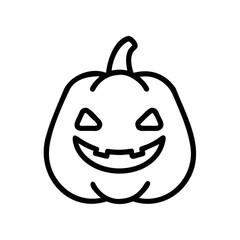 Halloween Pumpkin Icon Outline Vector Scary Face Holiday Symbol