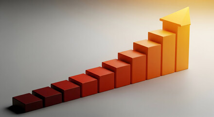 Dynamic business growth chart with upward trending arrow symbolizing success and progress