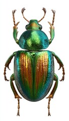 Colorful Metallic Beetle with Intricate Patterns on Its Shell