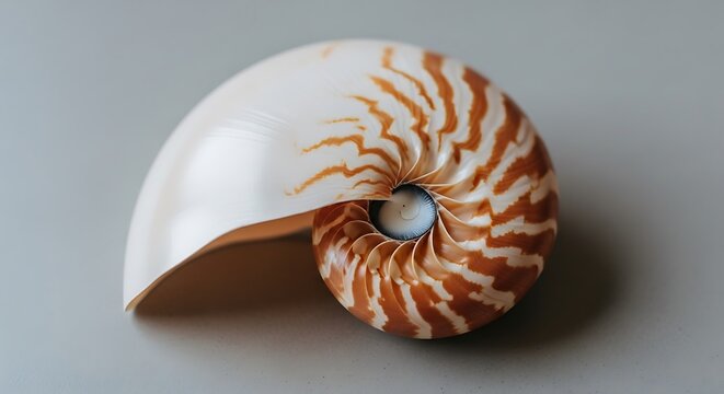 Elegant nautilus shell revealing its chambered structure and captivating spiral symmetry capturing the timeless beauty