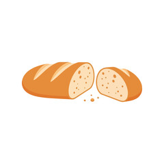 Freshly baked crusty loaf of bread sliced in half isolated on white vector
