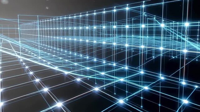 Digital network animation abstract technology background wireframe connection structure grid
