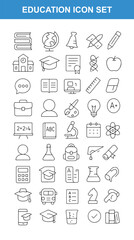 Education Icon Set Featuring Minimalist Line Art Design for Academic Themes