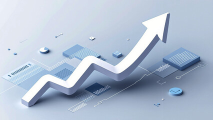 3D Arrow Chart Rising Graph Business Growth Abstract Background.