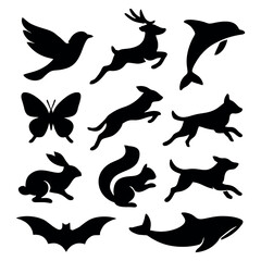 Seamless Pattern of Flying Birds Silhouette on White Background