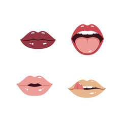 Fashionable lips collection diverse shades and expressions for beauty and style vector