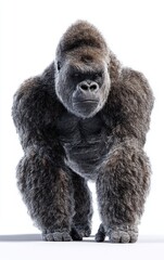 Fototapeta premium Realistic 3D Gorilla Illustration in Front Pose for Wildlife Artwork
