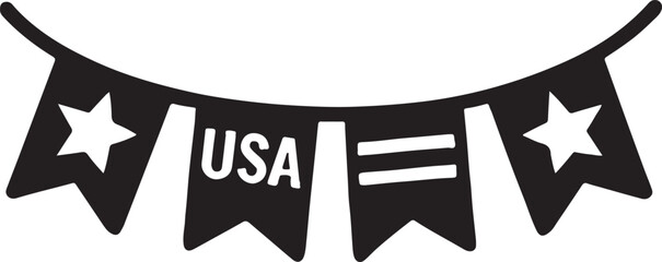 USA celebration banner vector, patriotic design with stars and stripes for festive events.