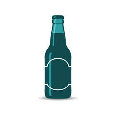 Glass beer bottle with blank label isolated on white minimalist design vector