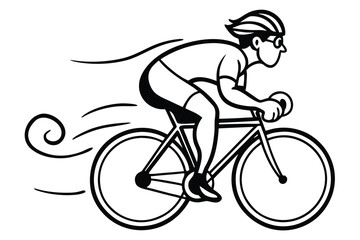Naklejka premium Stylized cyclist in motion with wind lines cycling bicycle