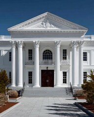 Obraz premium National New Hampshire Day Historic State House Front Facade in Early Spring with Patriotic Appeal for Professional Institutional Marketing and Corporate Social Media