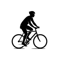 Fototapeta premium Cyclist riding a bicycle silhouette isolated on white background