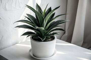 A Striking Indoor Cylindrical Snake Plant in a Modern Pot