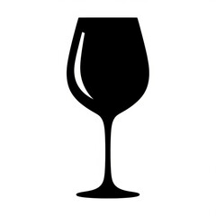 Black silhouette of a wine glass isolated on white background
