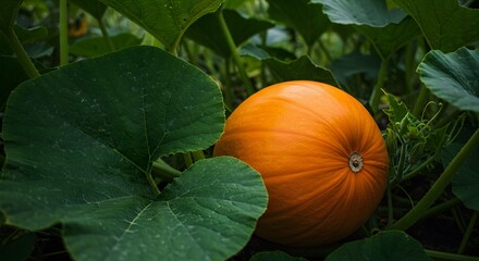 Orange pumpkin in garden
