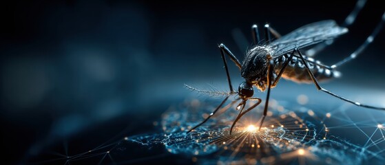 Modern High-Quality Malaria Prevention Graphic with Mosquito and Globe Inspiring Global Health Awareness for Marketing and Social Media Campaigns