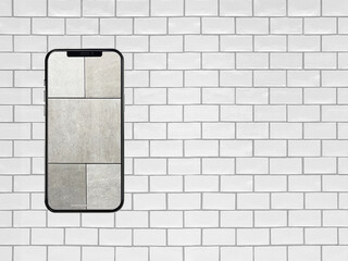 タイル目地にスマホのフレームデザイン