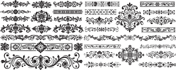 Elegant floral and scroll decorative borders for sophisticated design projects and vintage embellishments