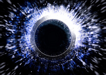 爆発する光の輪の抽象的な背景