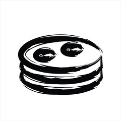 Vector Ink Grunge Brush Strokes Icon Logo Design Elements.