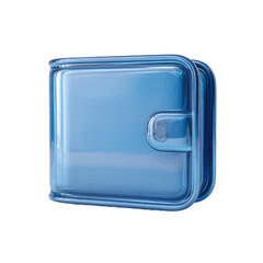 3D render of a stylized, glossy, light-blue wallet