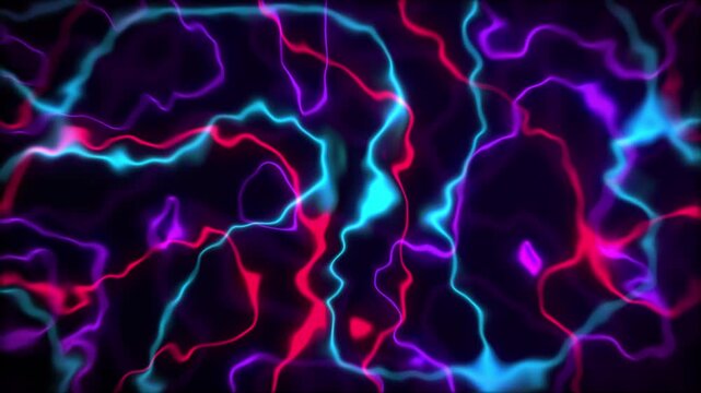 Abstract Neon Energy Waves Flowing Through Darkness Vibrant Cyan Magenta Red Electric Plasma