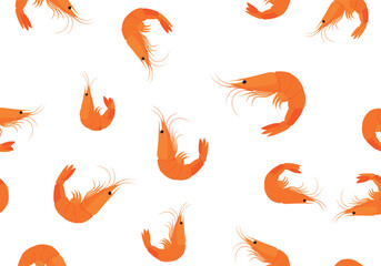Vibrant orange shrimp pattern on a clean white background perfect for seafood enthusiasts