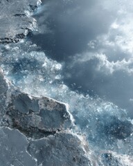 Premium Meteorite Frost Texture on Glass Surface with Crystalline Patterns Modern Eco Marketing Visual for Authentic and Inspiring Social Media Campaigns