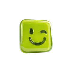 Fototapeta premium A light-green square emoticon with a wink