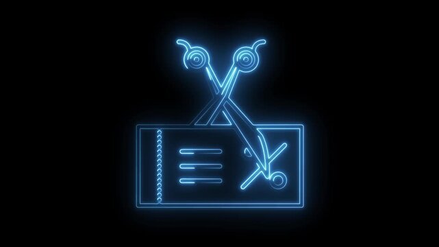 Neon hair salon discount coupon glowing on dark background professional services graphic - Powered by Adobe