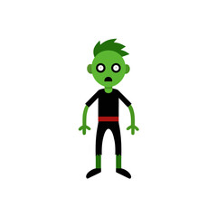 Surprised green zombie character with spiky hair and red belt