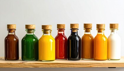 Colorful bottled drinks in various hues