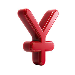 Obraz premium A glossy, vibrant red 3D model of the Chinese yuan currency symbol