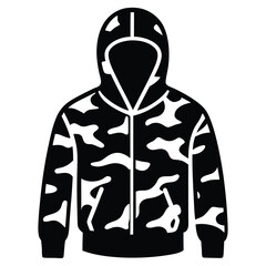 hoodie with camouflage pattern vector icon