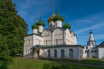 Transfiguration Cathedral on the territory of the architectural and museum complex of the Spaso-Evfimiev Monastery on a sunny summer day, Suzdal, Vladimir region, Russia