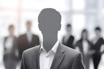 Fototapeta premium Businessman Silhouette in Office Setting with Blurred Colleagues