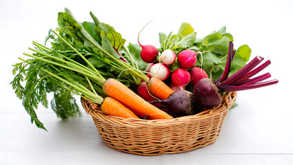 Freshly Harvested Root Vegetables in a Basket