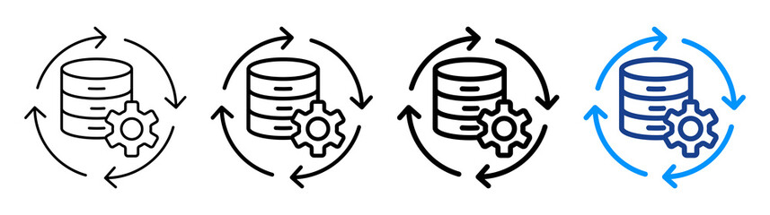 Data Automation Icon Different Style Outline Collection Set