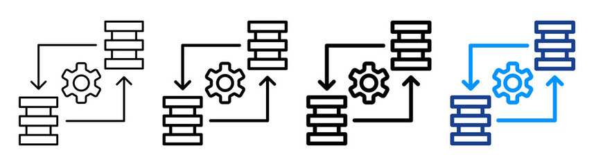 Data Replication Icon Different Style Outline Collection Set