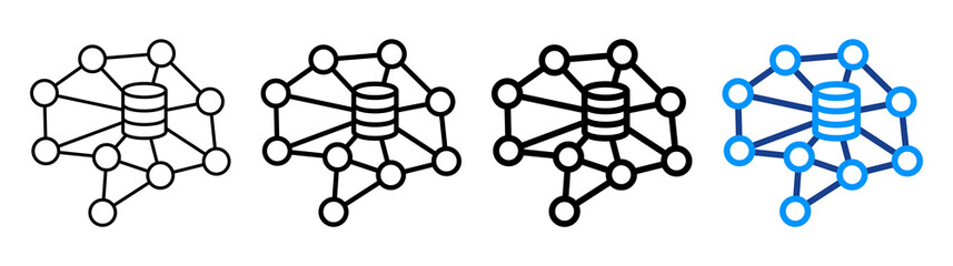 Data Mesh Icon Different Style Outline Collection Set
