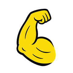 Biceps vector isolated emoji gesture flat illustration. Flexed biceps icon in 3d style. 