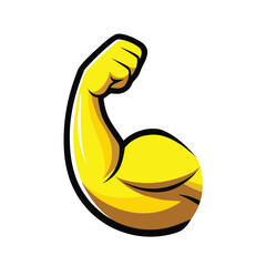 Biceps vector isolated emoji gesture flat illustration. Flexed biceps icon in 3d style. 