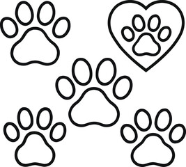 Paw Print Vector Heart Shape Animal Footprint Pet Icon Design