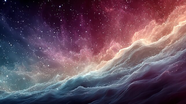 Colorful Nebula with Stars and Glowing Clouds in Outer Space Keywords: space, nebula, stars