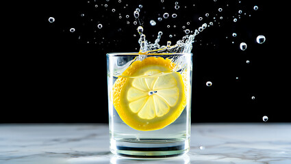 Lemon Slice Splash in Water