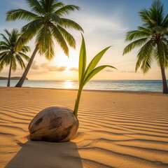 beach coconut shoots