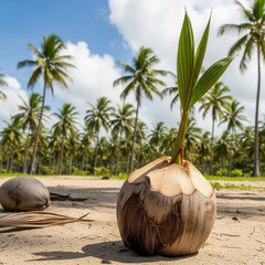 beach coconut shoots