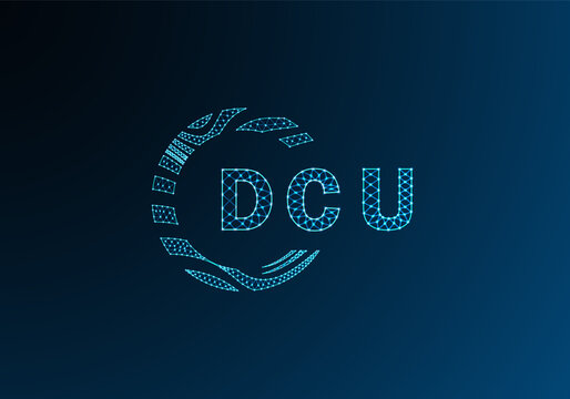 DCU low poly letter logo vector design. DCU lower poly logo design. DCU unique low poly logo design.