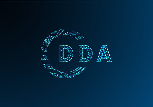 DDA low poly letter logo vector design. DDA lower poly logo design. DDA unique low poly logo design.