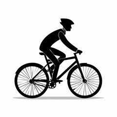 Obraz premium Dynamic cyclist in silhouette rides a sleek modern bicycle, embracing freedom and movement